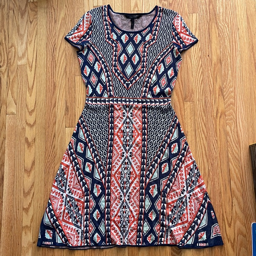 BCBG MaxAzria Nordic Folk Sweater Jacquard Dress